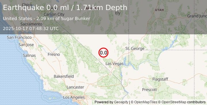 Earthquake 41 km NW of Indian Springs, Nevada (0.0 ml) (2025-10-17 07:48:32 UTC)