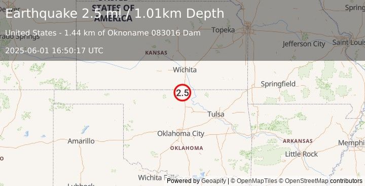 Earthquake 8 km N of Nardin, Oklahoma (2.5 ml) (2025-06-01 16:50:17 UTC)