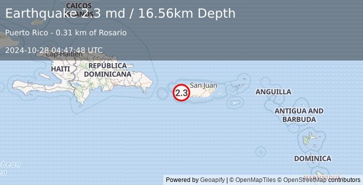 Earthquake 5 km ENE of Hormigueros, Puerto Rico (2.3 md) (2024-10-28 04:47:48 UTC)