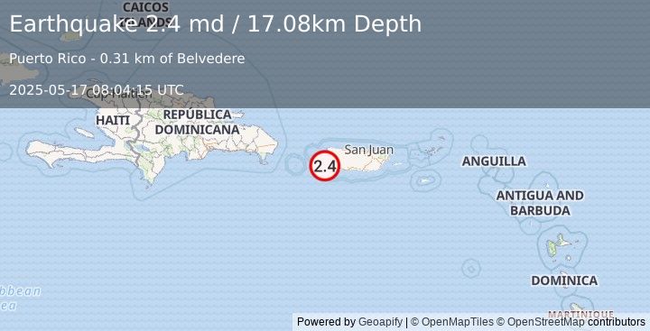 Earthquake 1 km N of Puerto Real, Puerto Rico (2.4 md) (2025-05-17 08:04:15 UTC)