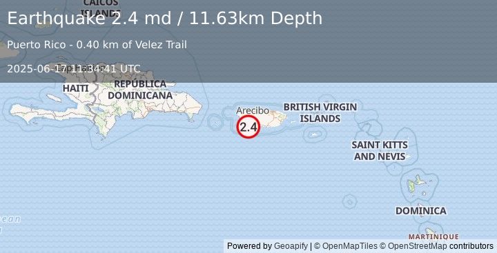 Earthquake 3 km WSW of Indios, Puerto Rico (2.4 md) (2025-06-17 11:34:41 UTC)