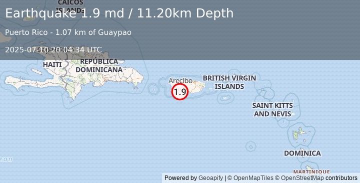 Earthquake 2 km WNW of Tallaboa, Puerto Rico (1.9 md) (2025-07-10 20:04:34 UTC)
