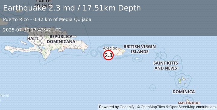 Earthquake 2 km WSW of Indios, Puerto Rico (2.3 md) (2025-07-30 17:43:42 UTC)