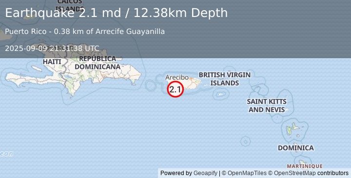 Earthquake 5 km SE of Indios, Puerto Rico (2.1 md) (2025-09-09 21:31:38 UTC)