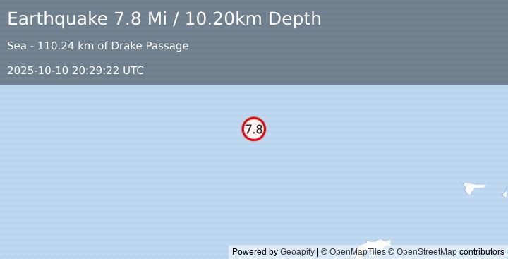 Earthquake Drake Passage (7.8 Mi) (2025-10-10 20:29:22 UTC)
