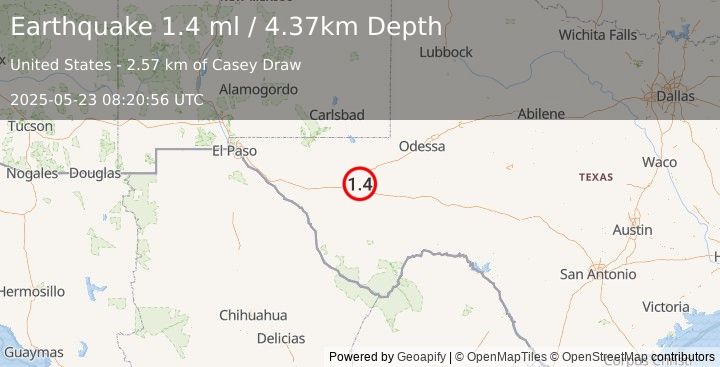 Earthquake 17 km N of Balmorhea, Texas (1.4 ml) (2025-05-23 08:20:56 UTC)