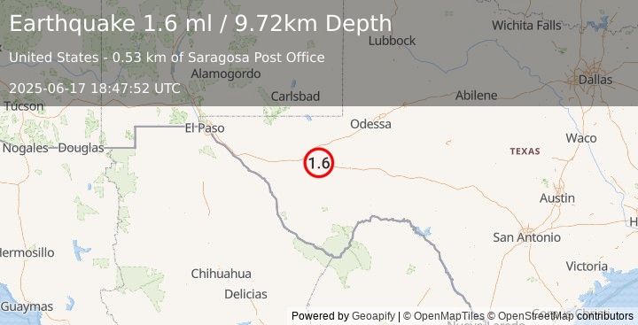 Earthquake 9 km ENE of Balmorhea, Texas (1.6 ml) (2025-06-17 18:47:52 UTC)