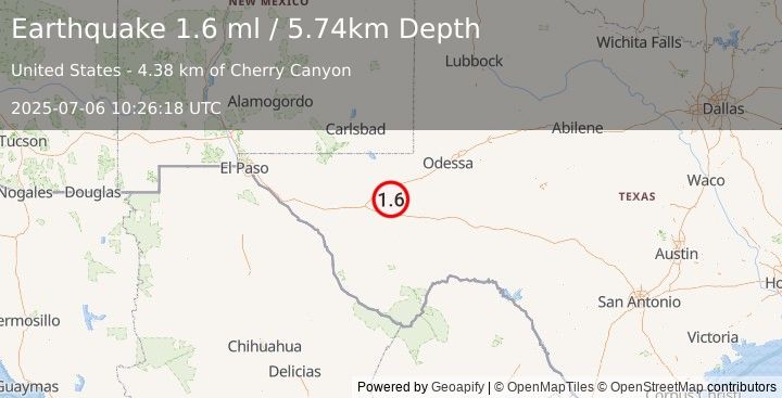 Earthquake 16 km S of Lindsay, Texas (1.6 ml) (2025-07-06 10:26:18 UTC)