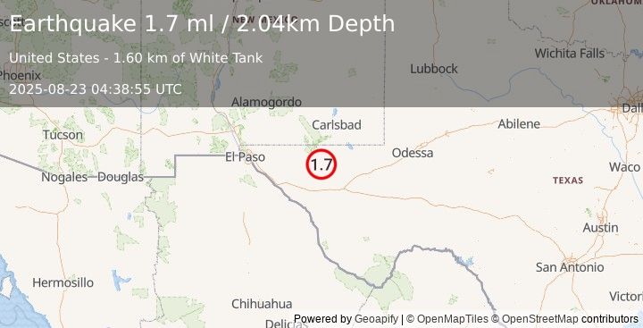 Earthquake 65 km NNE of Van Horn, Texas (1.7 ml) (2025-08-23 04:38:55 UTC)