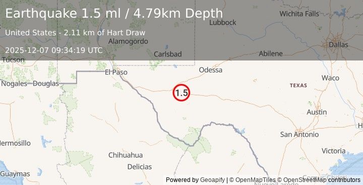 Earthquake 10 km E of Balmorhea, Texas (1.5 ml) (2025-12-07 09:34:19 UTC)