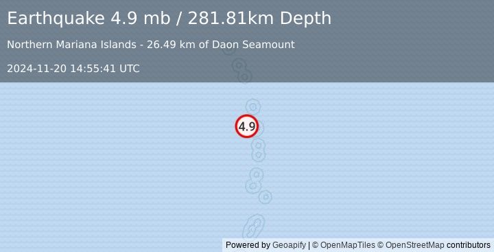 Earthquake Pagan region, Northern Mariana Islands (4.9 mb) (2024-11-20 14:55:41 UTC)