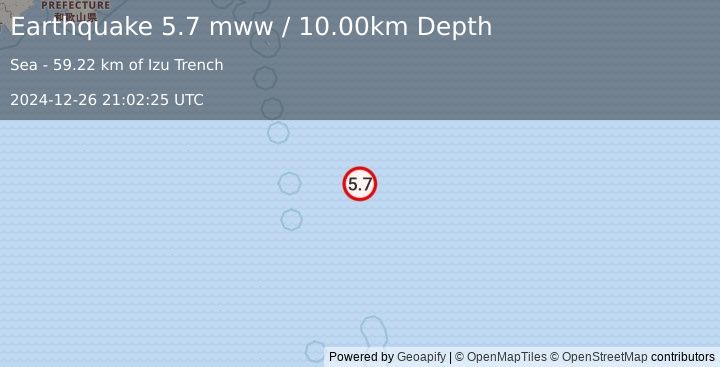 Earthquake Izu Islands, Japan region (5.7 mww) (2024-12-26 21:02:25 UTC)