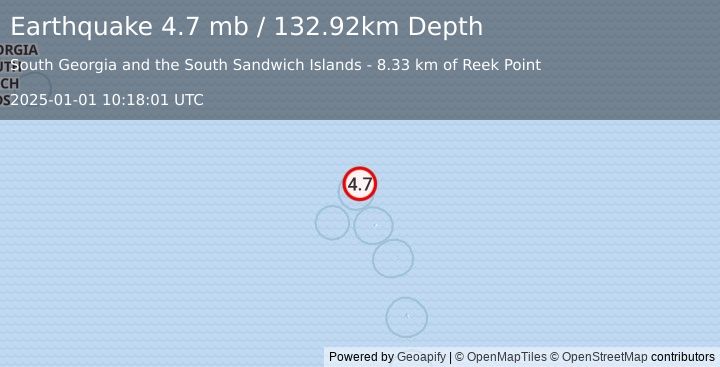 Earthquake South Sandwich Islands region (4.7 mb) (2025-01-01 10:18:01 UTC)