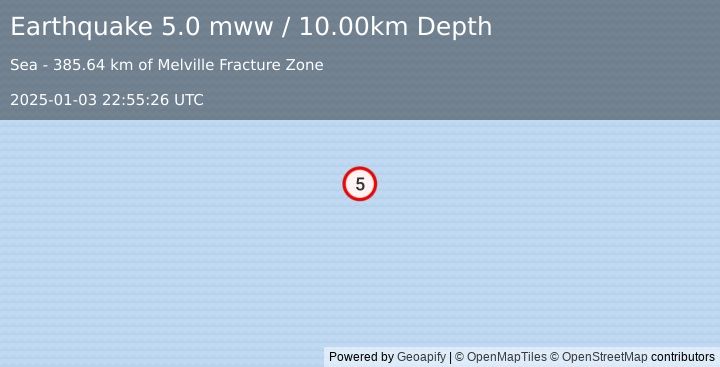 Earthquake Southwest Indian Ridge (5.0 mww) (2025-01-03 22:55:26 UTC)