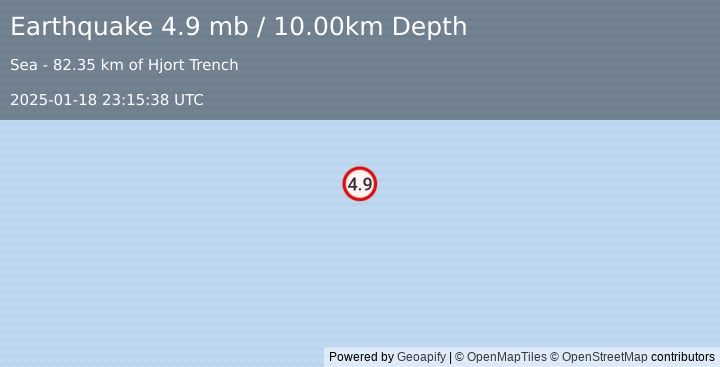 Earthquake Macquarie Island region (4.9 mb) (2025-01-18 23:15:38 UTC)