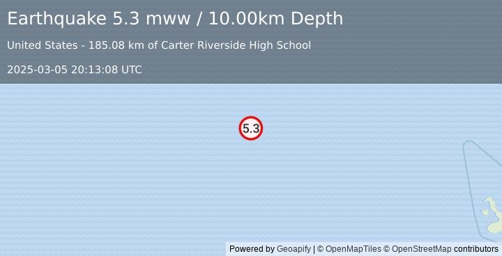 Earthquake west of the Galapagos Islands (5.3 mww) (2025-03-05 20:13:08 UTC)