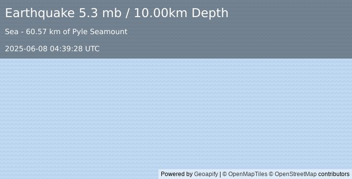 Earthquake north of Franz Josef Land (5.3 mb) (2025-06-08 04:39:28 UTC)