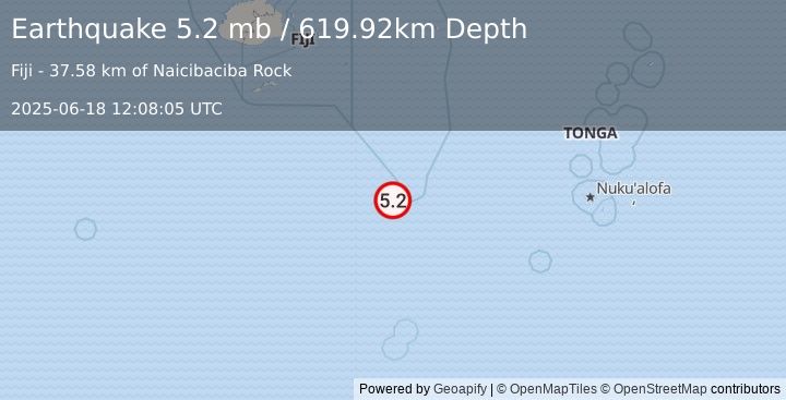 Earthquake Fiji region (5.2 mb) (2025-06-18 12:08:05 UTC)