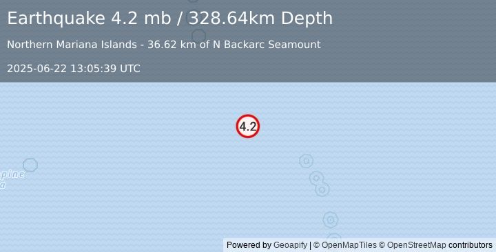 Earthquake Mariana Islands region (4.2 mb) (2025-06-22 13:05:39 UTC)