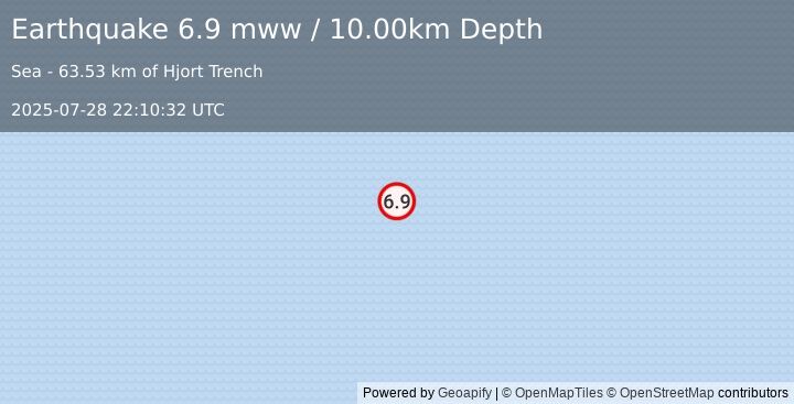 Earthquake Macquarie Island region (6.9 mww) (2025-07-28 22:10:32 UTC)