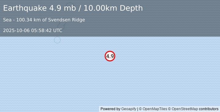 Earthquake south of the Kermadec Islands (4.9 mb) (2025-10-06 05:58:42 UTC)