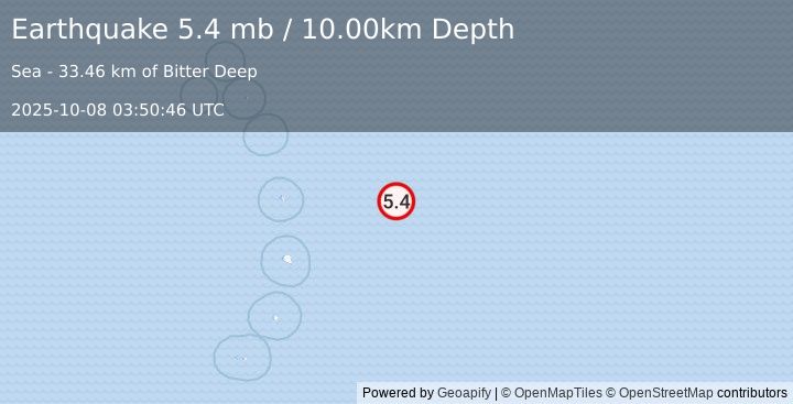 Earthquake South Sandwich Islands region (5.4 mb) (2025-10-08 03:50:46 UTC)