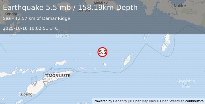 Earthquake Banda Sea (5.5 mb) (2025-10-10 10:02:51 UTC)