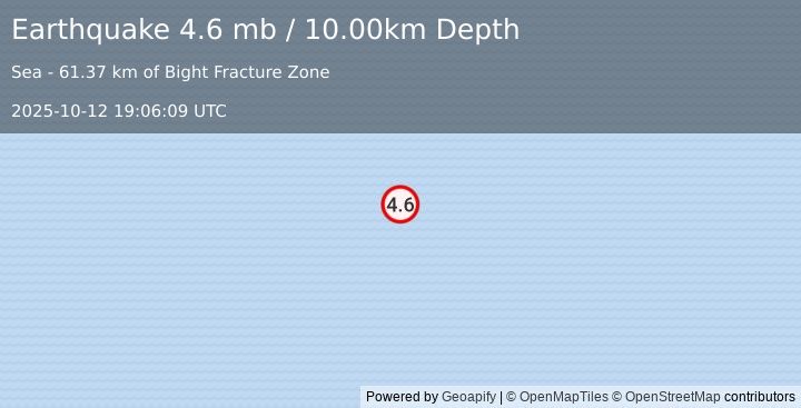 Earthquake Reykjanes Ridge (4.6 mb) (2025-10-12 19:06:09 UTC)