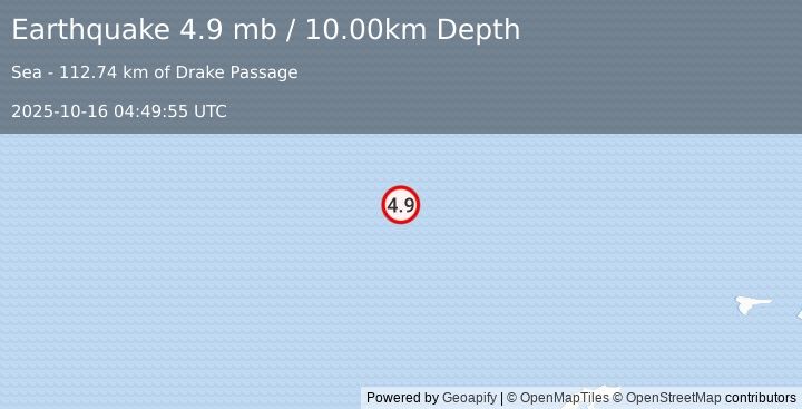 Earthquake Drake Passage (4.9 mb) (2025-10-16 04:49:55 UTC)