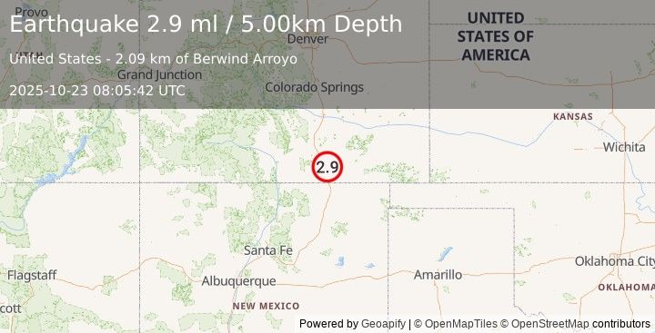 Earthquake 10 km NNW of El Moro, Colorado (2.9 ml) (2025-10-23 08:05:42 UTC)