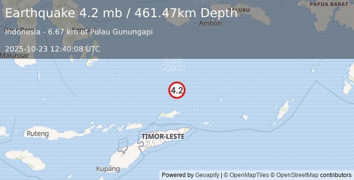 Earthquake 199 km N of Baukau, Timor Leste (4.2 mb) (2025-10-23 12:40:08 UTC)