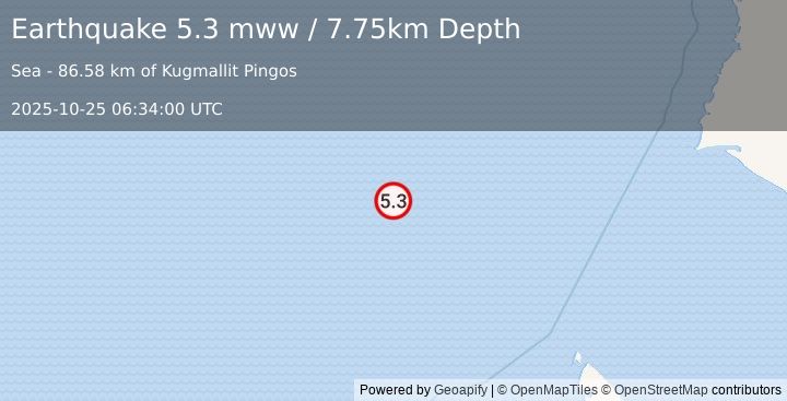 Earthquake Beaufort Sea (5.3 mww) (2025-10-25 06:34:00 UTC)