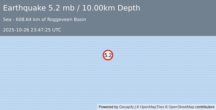 Earthquake West Chile Rise (5.2 mb) (2025-10-26 23:47:25 UTC)