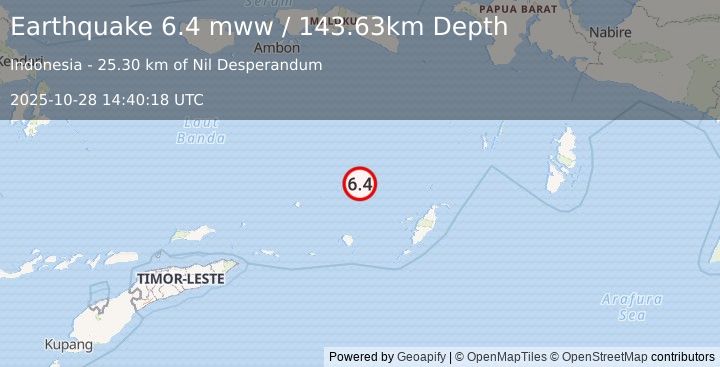 Earthquake Banda Sea (6.4 mww) (2025-10-28 14:40:18 UTC)