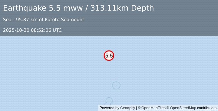 Earthquake Kermadec Islands region (5.5 mww) (2025-10-30 08:52:06 UTC)