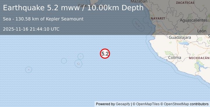 Earthquake Revilla Gigedo Islands region (5.2 mww) (2025-11-16 21:44:10 UTC)
