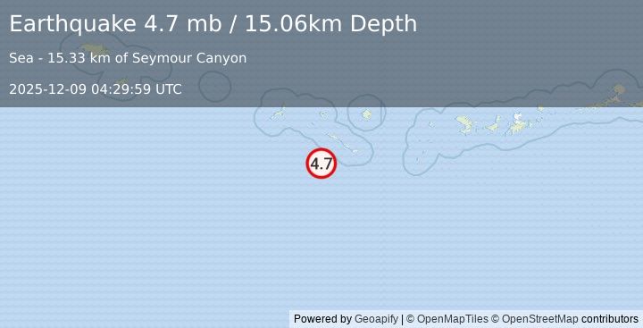 Earthquake Rat Islands, Aleutian Islands, Alaska (4.7 mb) (2025-12-09 04:29:59 UTC)