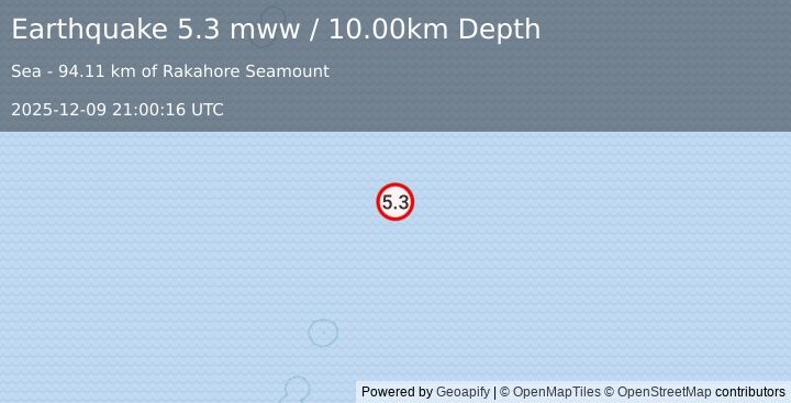 Earthquake south of the Fiji Islands (5.3 mww) (2025-12-09 21:00:16 UTC)