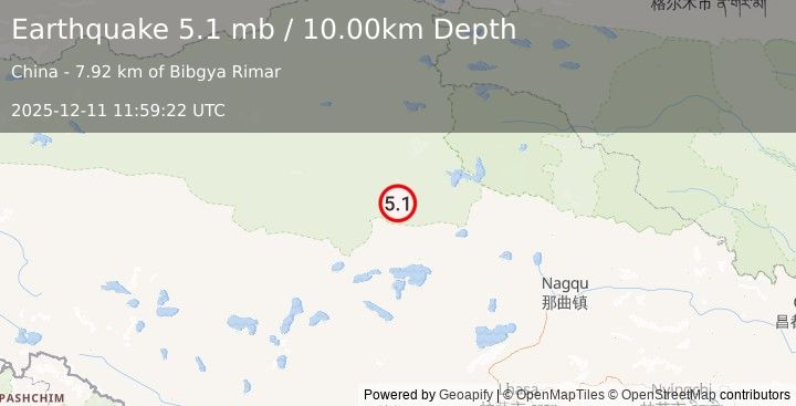 Earthquake western Xizang (5.1 mb) (2025-12-11 11:59:22 UTC)