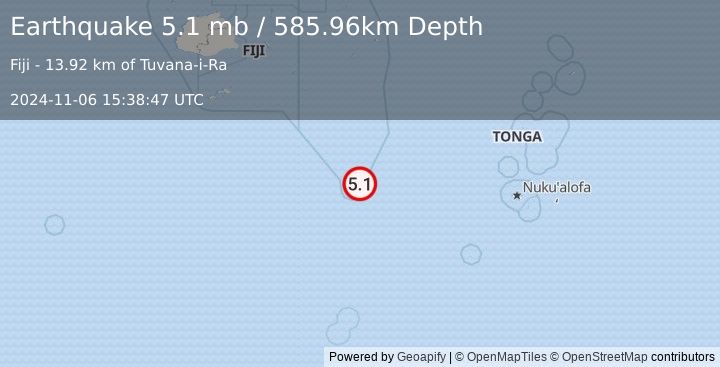 Earthquake Fiji region (5.1 mb) (2024-11-06 15:38:47 UTC)