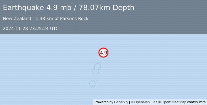 Earthquake Kermadec Islands, New Zealand (4.9 mb) (2024-11-28 23:25:24 UTC)