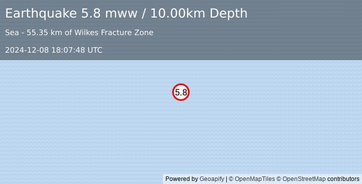 Earthquake central East Pacific Rise (5.8 mww) (2024-12-08 18:07:48 UTC)