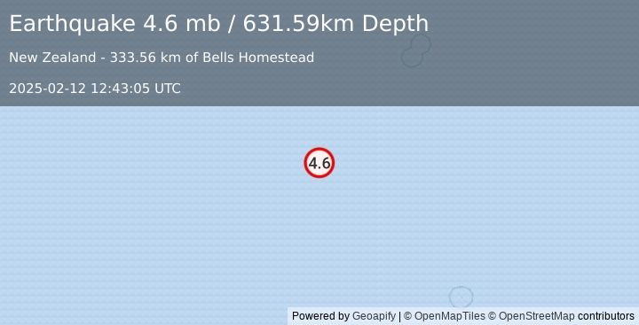 Earthquake south of the Fiji Islands (4.6 mb) (2025-02-12 12:43:05 UTC)