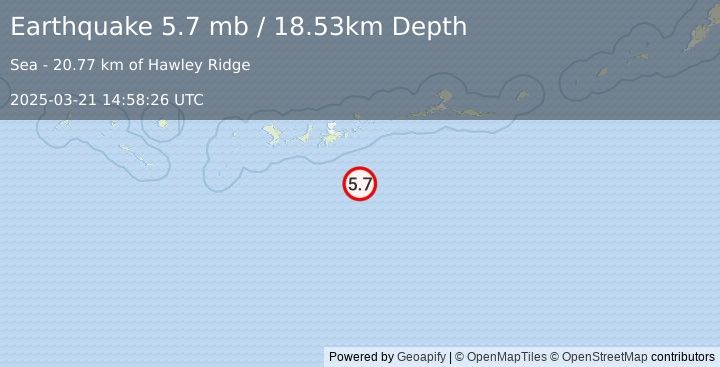 Earthquake 93 km SSE of Adak, Alaska (5.7 mb) (2025-03-21 14:58:26 UTC)