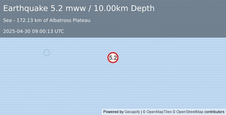 Earthquake northern East Pacific Rise (5.2 mww) (2025-04-30 09:00:13 UTC)