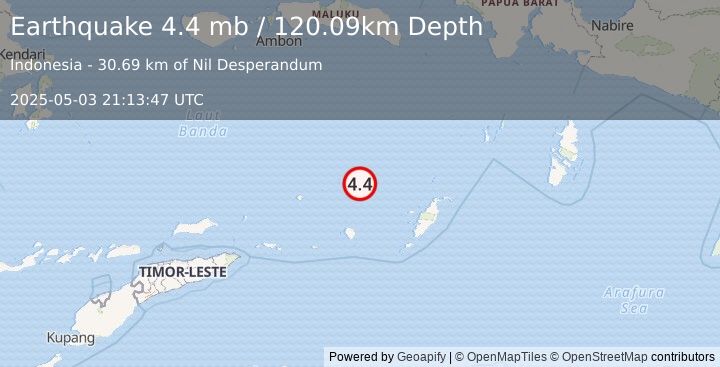Earthquake Banda Sea (4.4 mb) (2025-05-03 21:13:47 UTC)