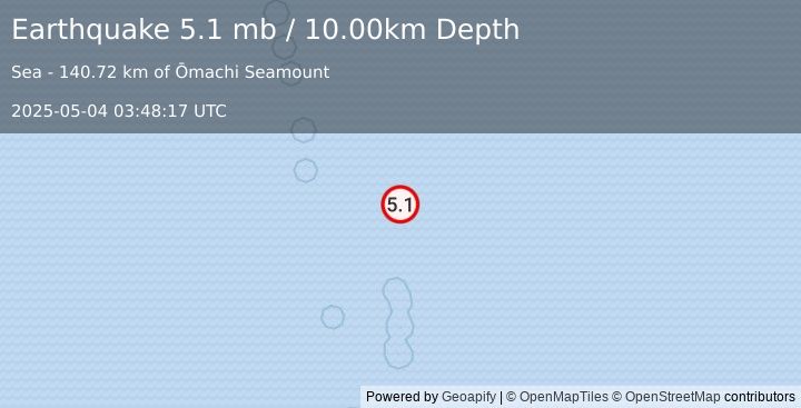 Earthquake Izu Islands, Japan region (5.1 mb) (2025-05-04 03:48:17 UTC)
