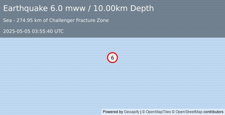 Earthquake southern East Pacific Rise (6.0 mww) (2025-05-05 03:55:40 UTC)