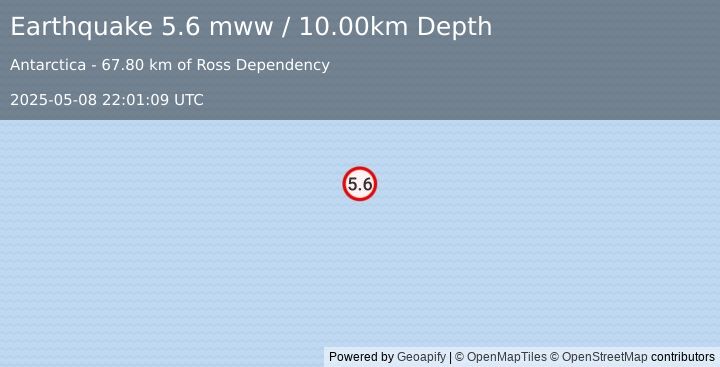 Earthquake Macquarie Island region (5.6 mww) (2025-05-08 22:01:09 UTC)