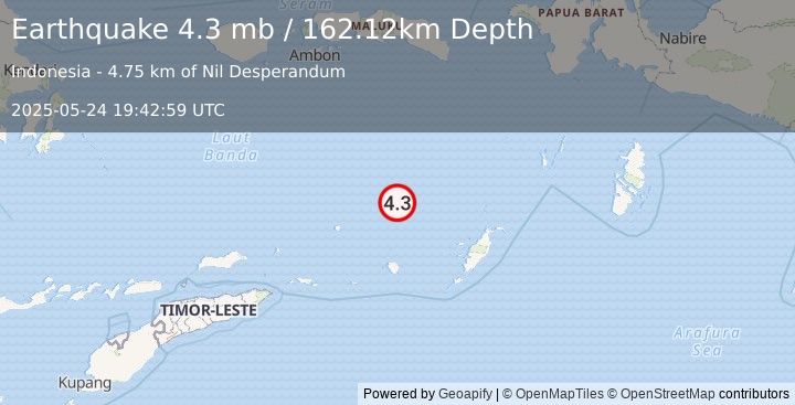 Earthquake Banda Sea (4.3 mb) (2025-05-24 19:42:59 UTC)
